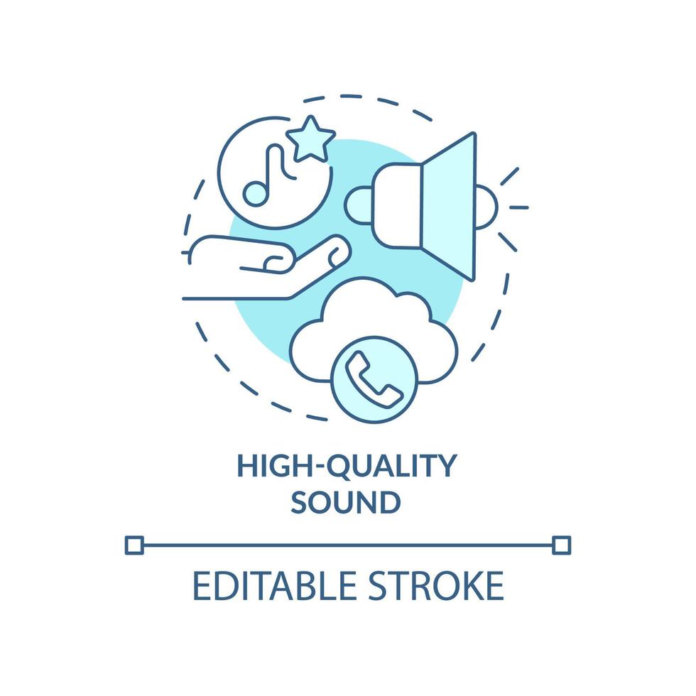 icône de concept turquoise sonore de haute qualité. message audio. avantages de l'utilisation de la voip idée abstraite illustration en ligne mince. dessin de contour isolé. trait modifiable. arial, myriade de polices pro-gras utilisées vecteur