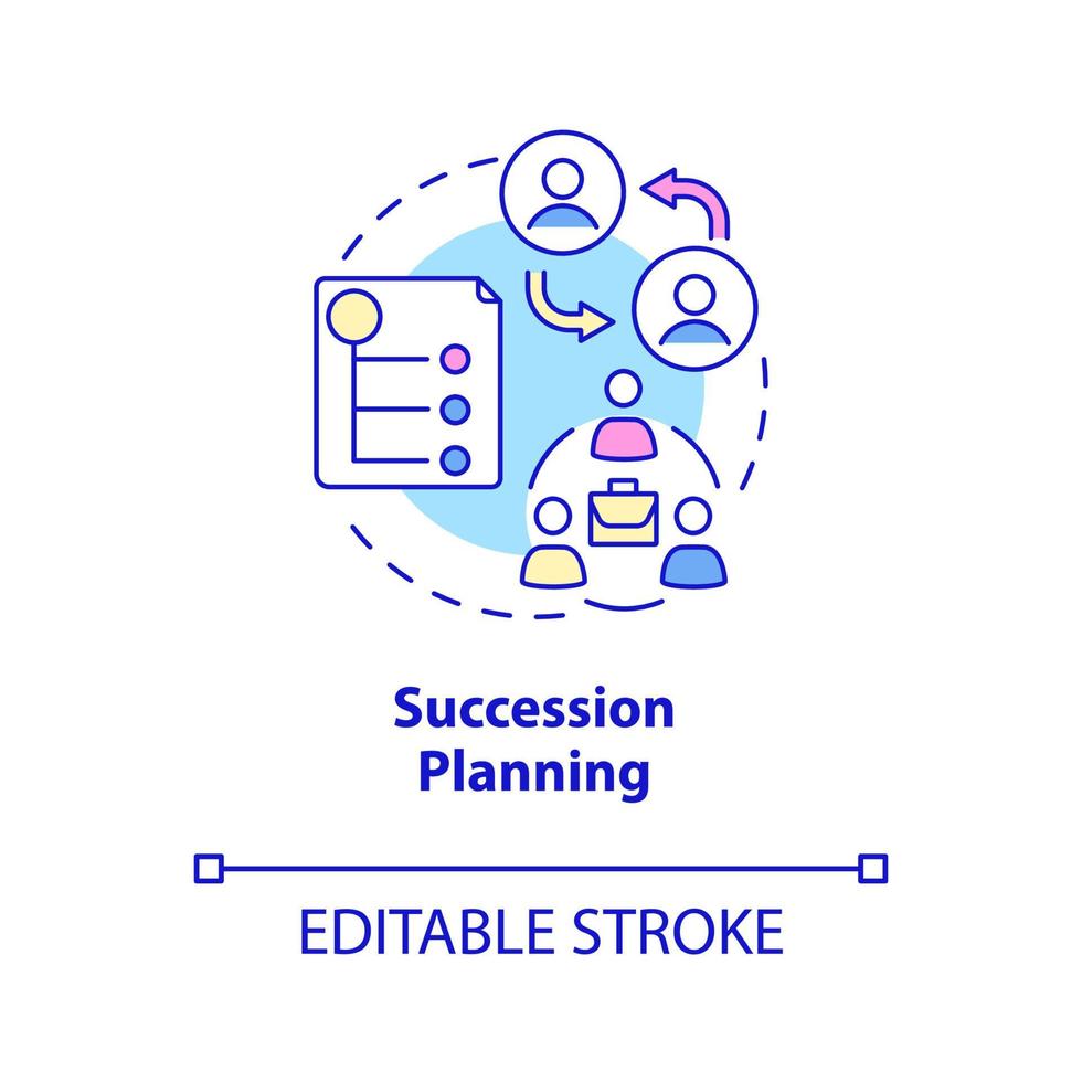 icône de concept de planification de succession. remplacement de poste supérieur. illustration de ligne mince d'idée abstraite de gestion des ressources humaines. dessin de contour isolé. trait modifiable. roboto-medium, une myriade de polices pro-gras utilisées vecteur
