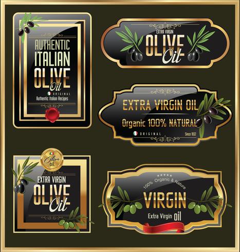 Collection d&#39;étiquettes rétro huile d&#39;olive vecteur