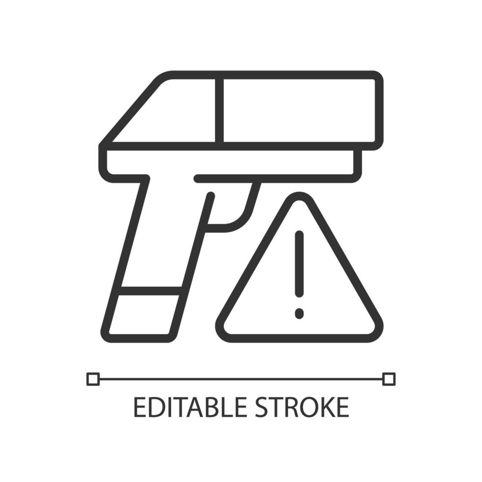 icône linéaire de contrebande d'armes légères. trafic d'armes. contrebande. illustration personnalisable en ligne mince. symbole de contour. dessin de contour isolé de vecteur. trait modifiable. pixel-parfait. police arial utilisée vecteur