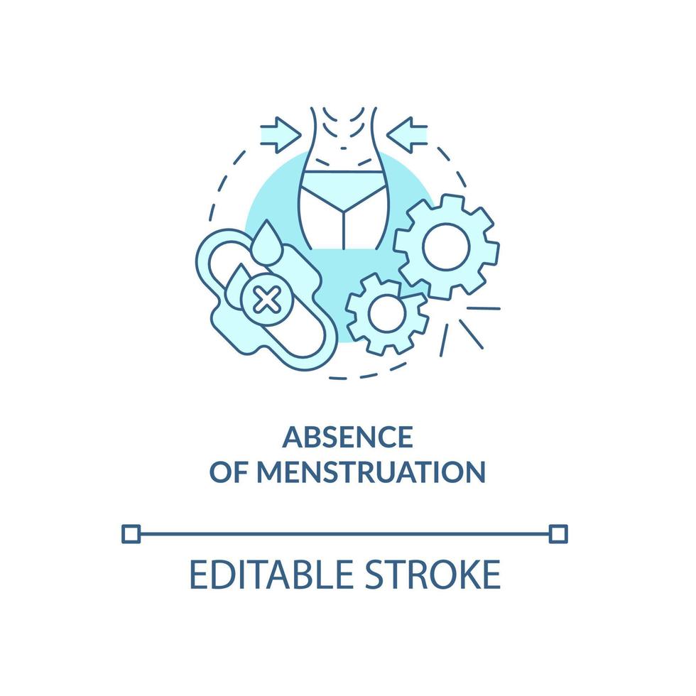 absence d'icône de concept turquoise menstruation. échec des cycles menstruels idée abstraite illustration de la ligne mince. dessin de contour isolé. trait modifiable. roboto-medium, myriade de polices pro-gras utilisées vecteur