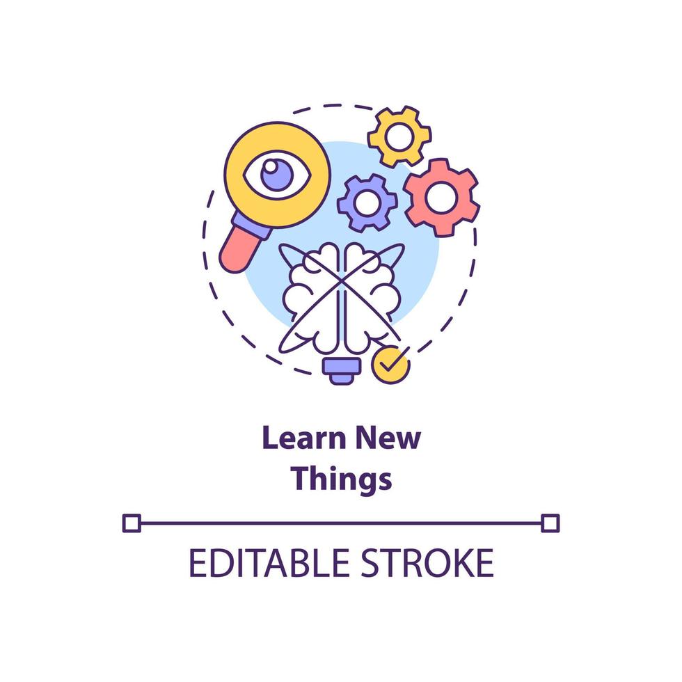 apprendre l'icône de concept de nouvelles choses. entrainement Cerebral. illustration de la ligne mince de l'idée abstraite de la routine du matin. dessin de contour isolé. trait modifiable. roboto-medium, une myriade de polices pro-gras utilisées vecteur