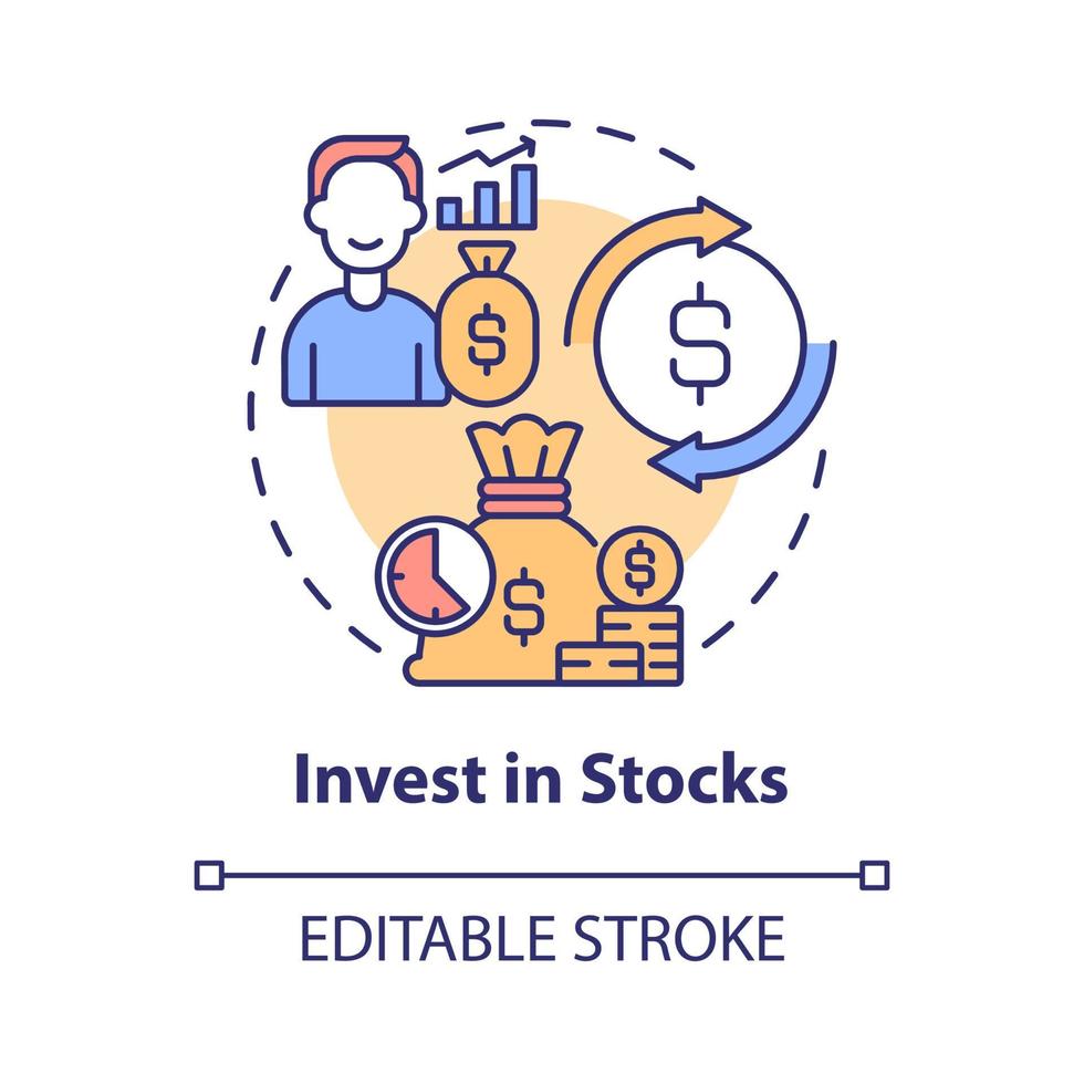 investir dans l'icône de concept d'actions. gagner de l'argent en ligne méthode idée abstraite illustration de la ligne mince. rendement potentiel élevé. compte d'investissement en ligne. dessin de couleur de contour isolé de vecteur. trait modifiable vecteur
