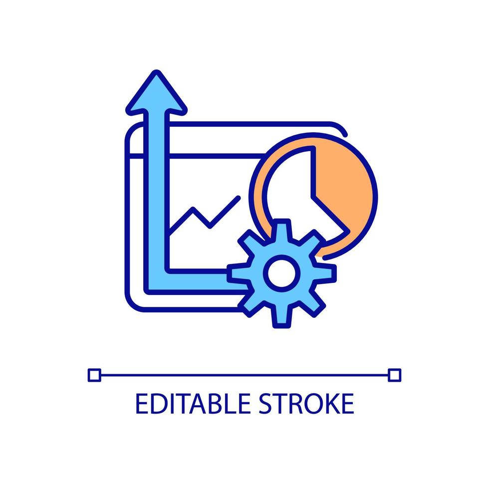 augmenter l'icône de couleur rvb de performance. logiciels informatiques et gestion de systèmes. veille informatique. illustration vectorielle isolée. dessin au trait rempli simple. trait modifiable vecteur
