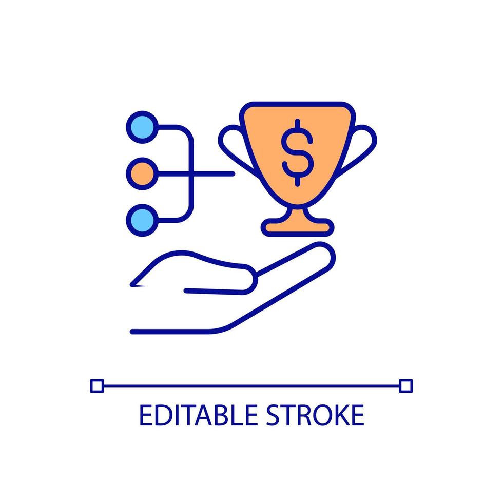 icône de couleur rvb du système de récompense. logiciel en ligne et gestion des offres de fidélité. soutien aux technologies de l'information. illustration vectorielle isolée. dessin au trait rempli simple. trait modifiable vecteur