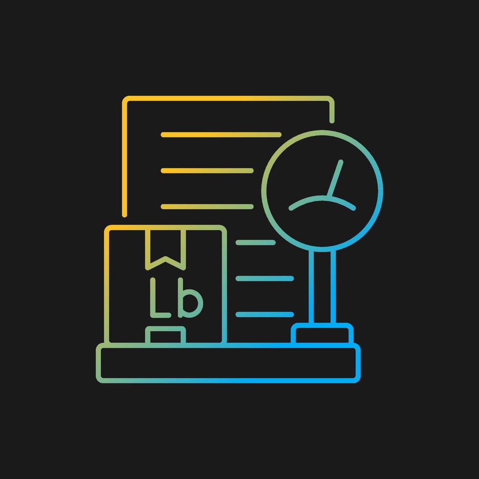 liste d'emballage de livraison internationale icône de vecteur de gradient lb pour thème sombre. iformation du poids de la cargaison en livres. symbole de couleur de ligne mince. pictogramme de style moderne. dessin de contour isolé de vecteur