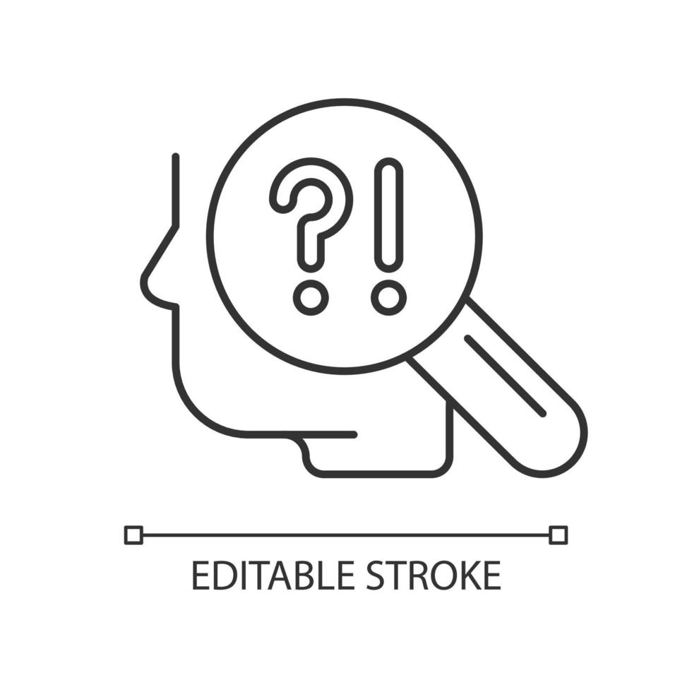 icône linéaire d'autosurveillance. attirer l'attention, l'approbation. s'adapter en toute situation. gérer les émotions. illustration personnalisable en ligne mince. symbole de contour. dessin de contour isolé de vecteur. trait modifiable vecteur