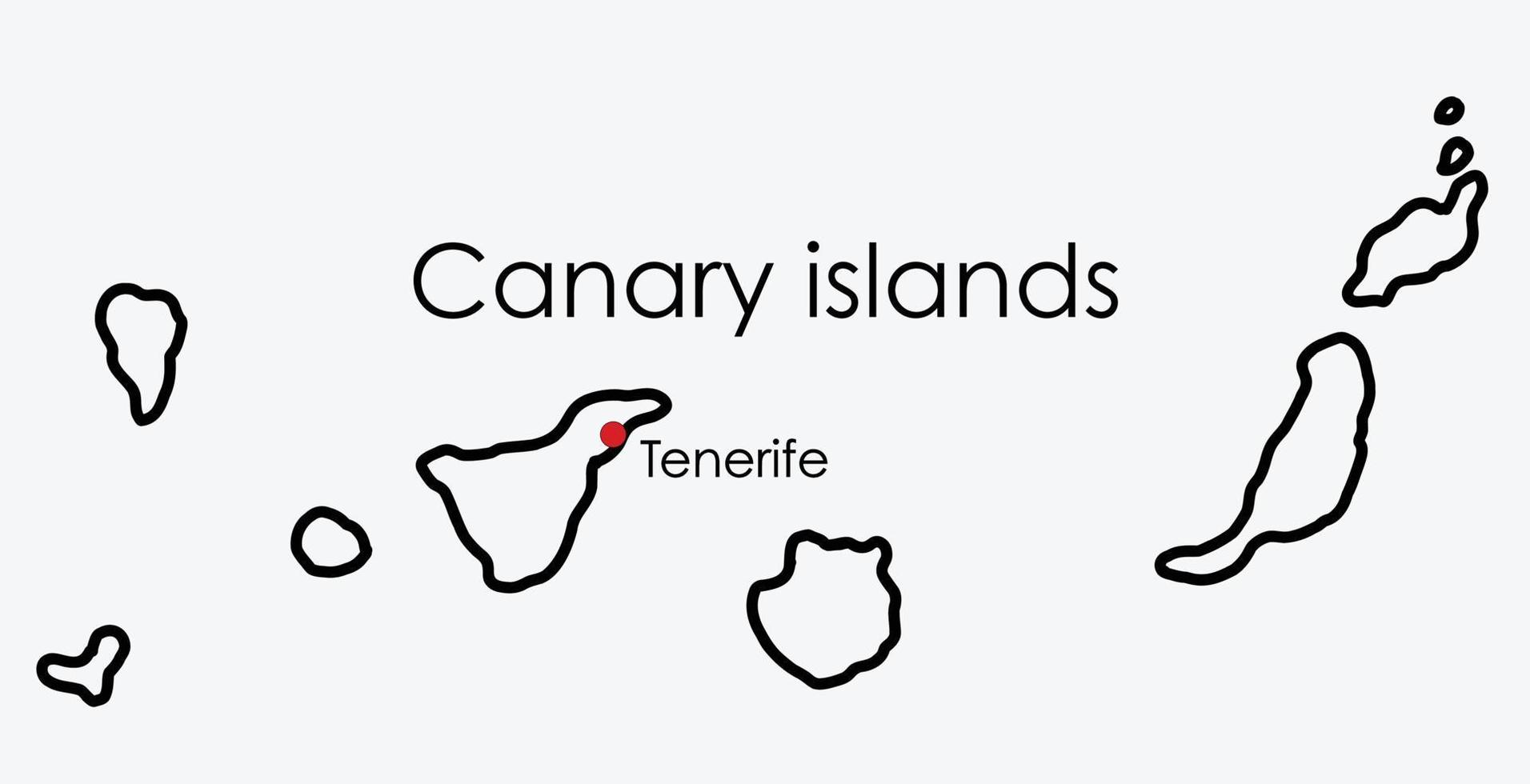 carte des îles canaries dessin à main levée sur fond blanc. vecteur