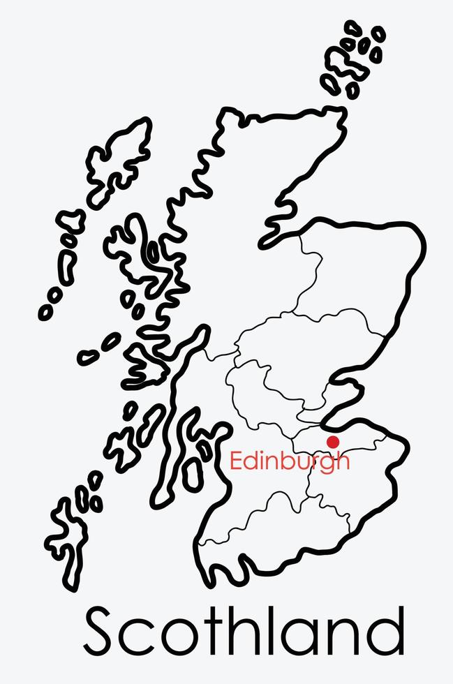 carte ecosse dessin à main levée sur fond blanc. vecteur