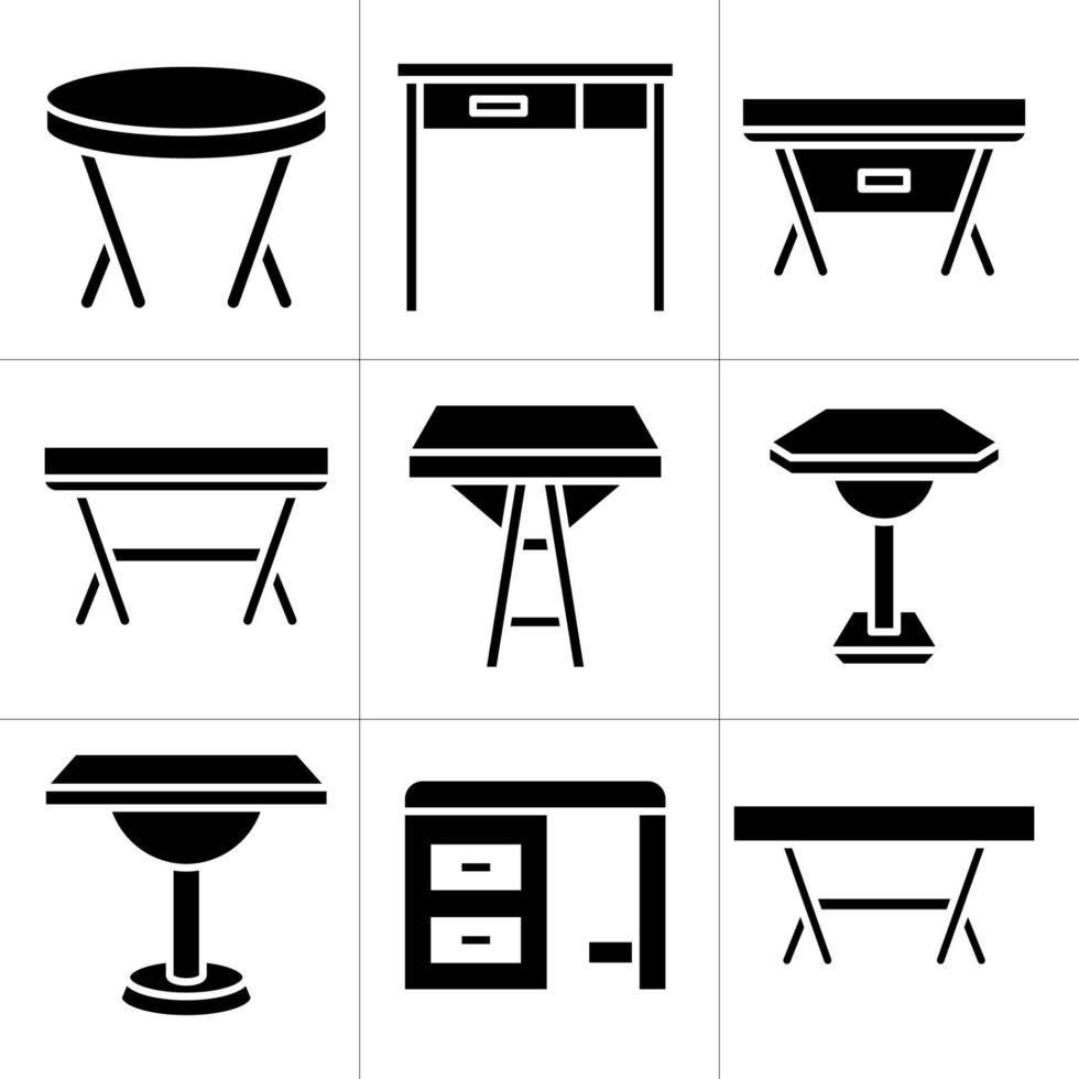 icônes de table et de bureau vecteur