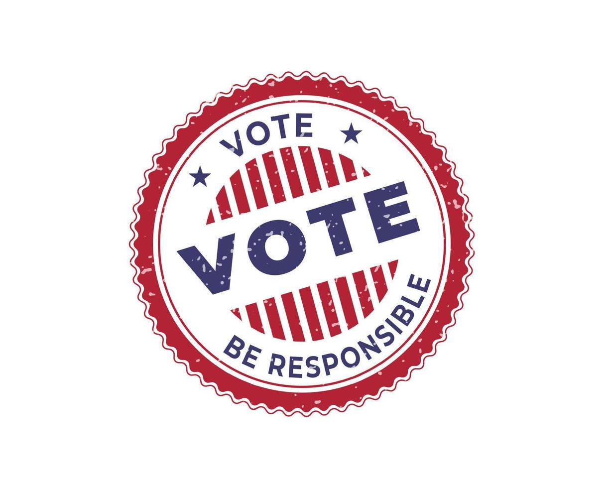 création de logo de timbre de vote, insigne d'élection américaine vecteur