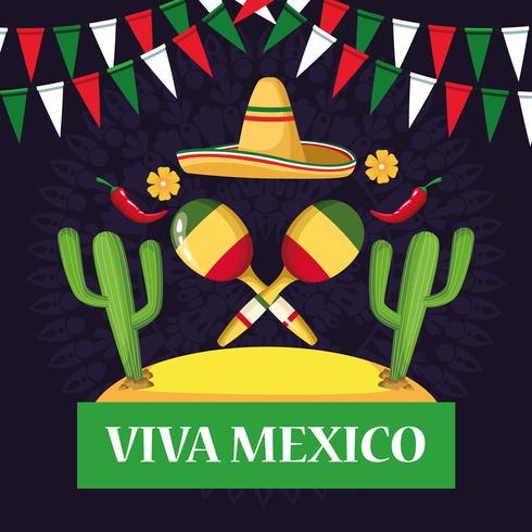 Dessins de carte Viva Mexico vecteur