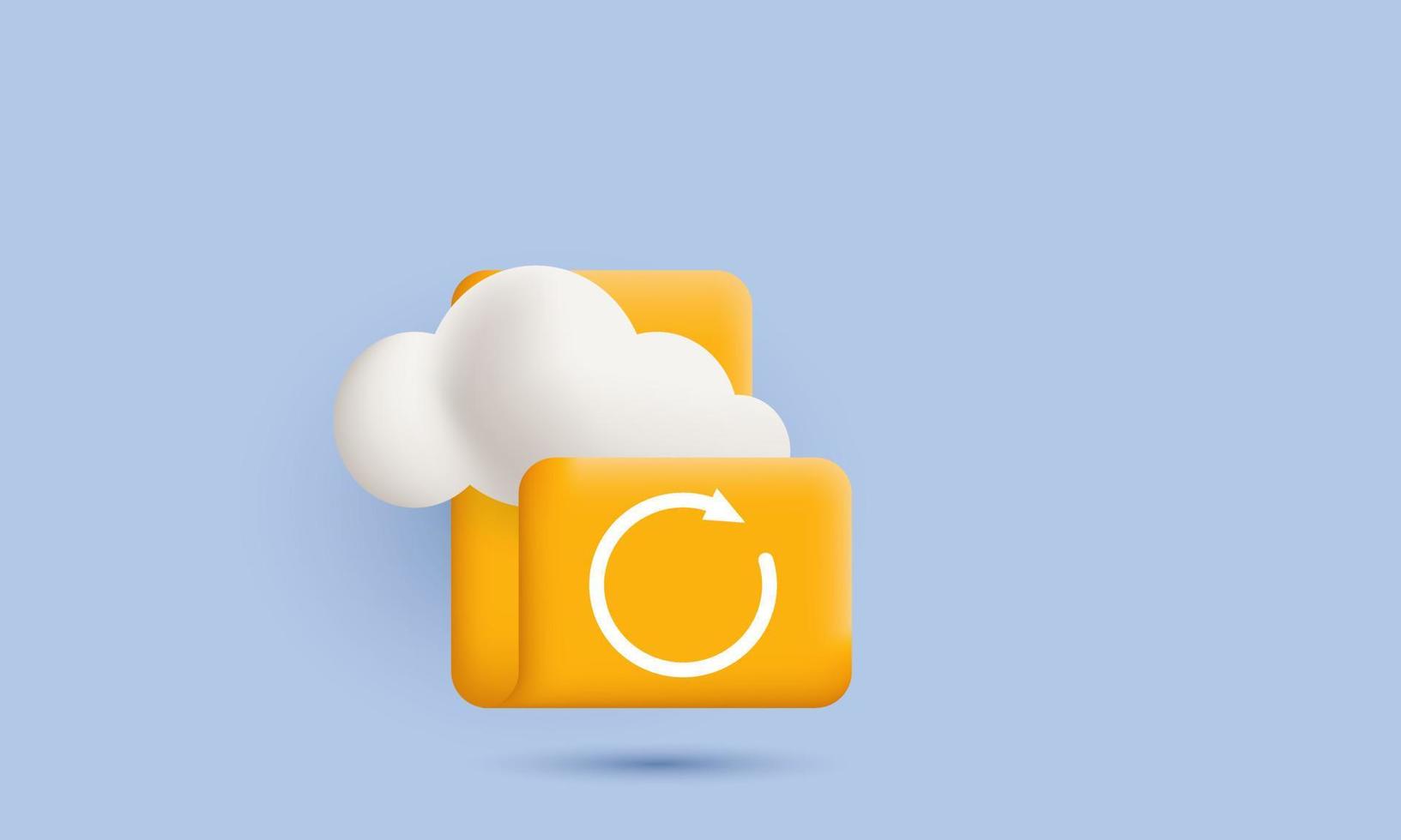 Organisation de fichiers numériques d'icône de conception de stockage en nuage réaliste 3d vecteur