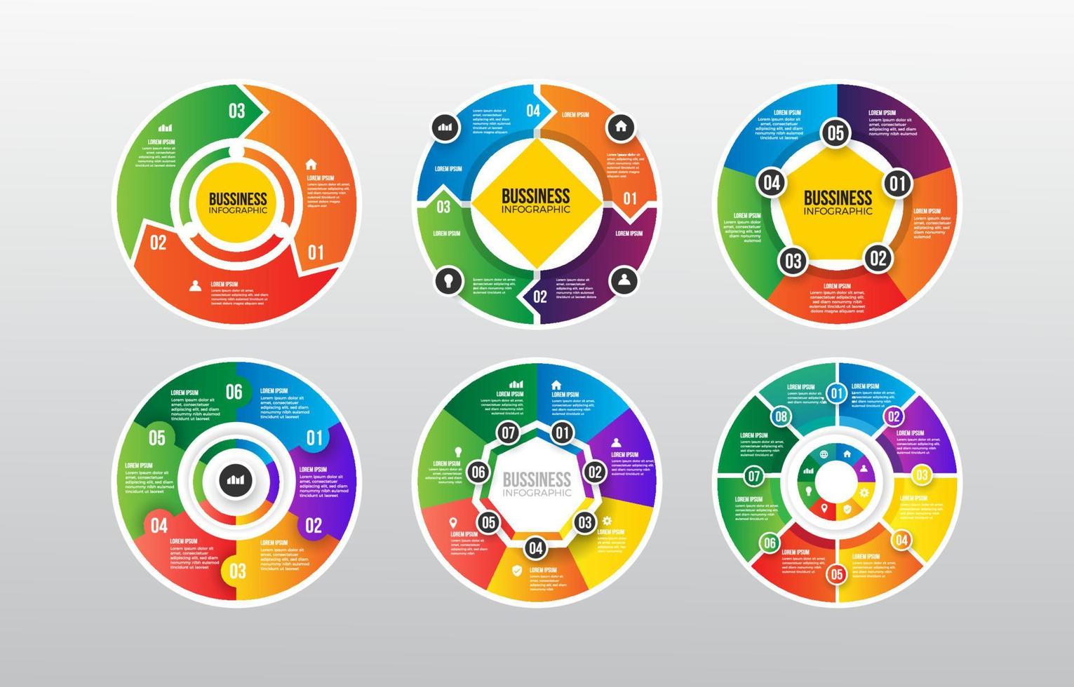 collection d'éléments d'étape infographique circulaire vecteur