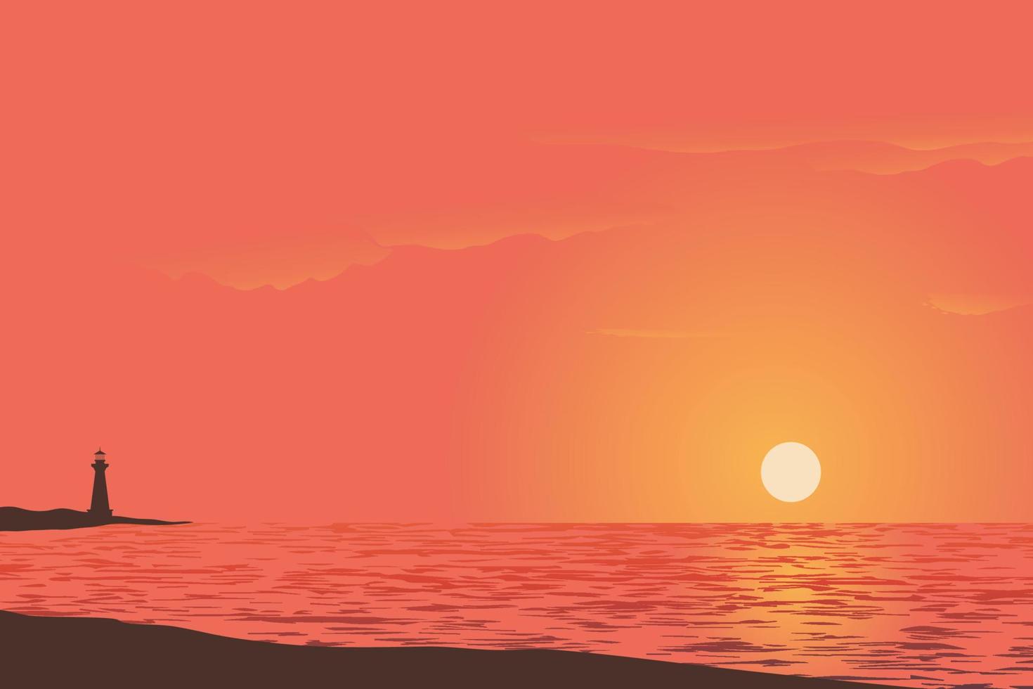 belle vue sur l'illustration vectorielle de coucher de soleil dégradé couleur concept vecteur