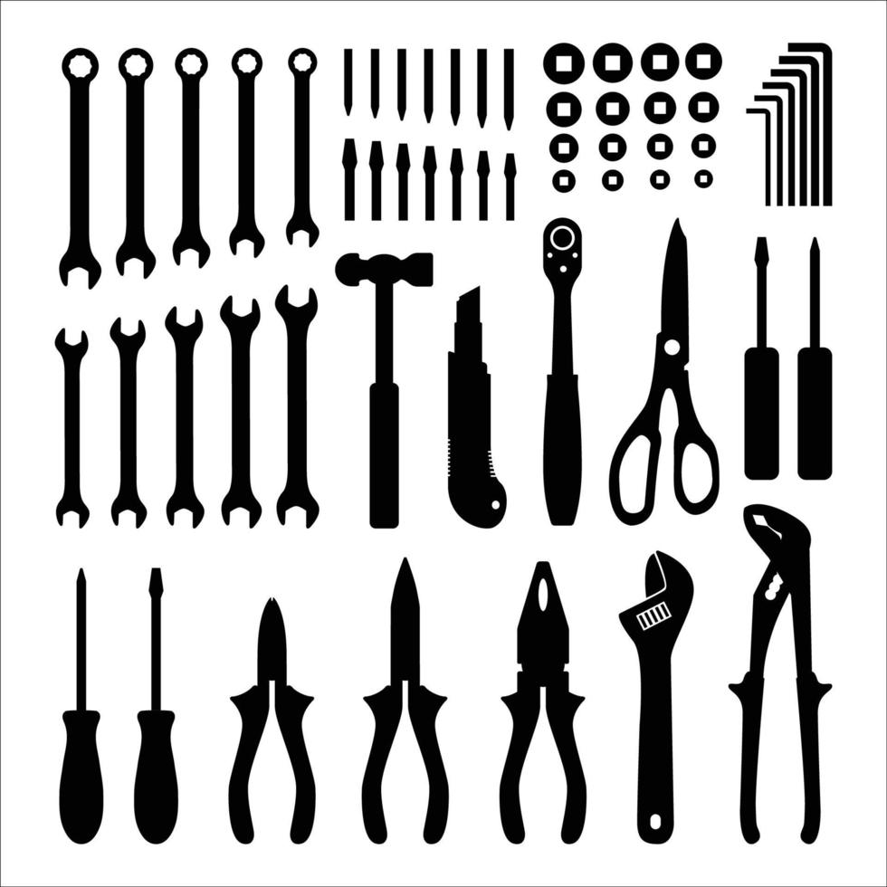 outils de mécanicien de silhouette vecteur