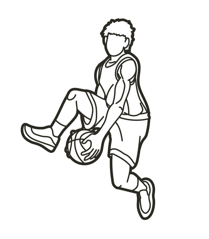 décrire l'action du joueur de basket-ball vecteur