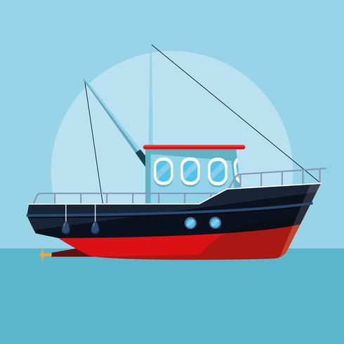 caricature de bateau de pêche vecteur