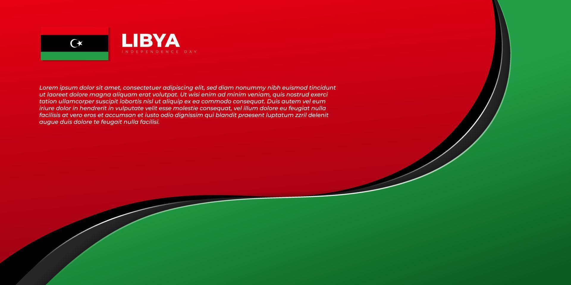 ligne noire ondulée sur fond rouge et vert. conception de modèle de fête de l'indépendance de la libye. vecteur
