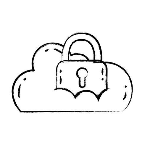 figure données de nuage avec cadenas à l&#39;information de sécurité vecteur