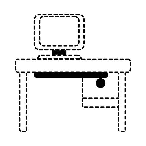 bureau en forme de point avec technologie informatique et bureau en bois vecteur