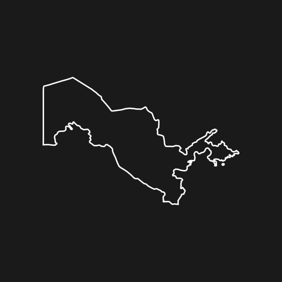 Carte de l'Ouzbékistan sur fond noir vecteur