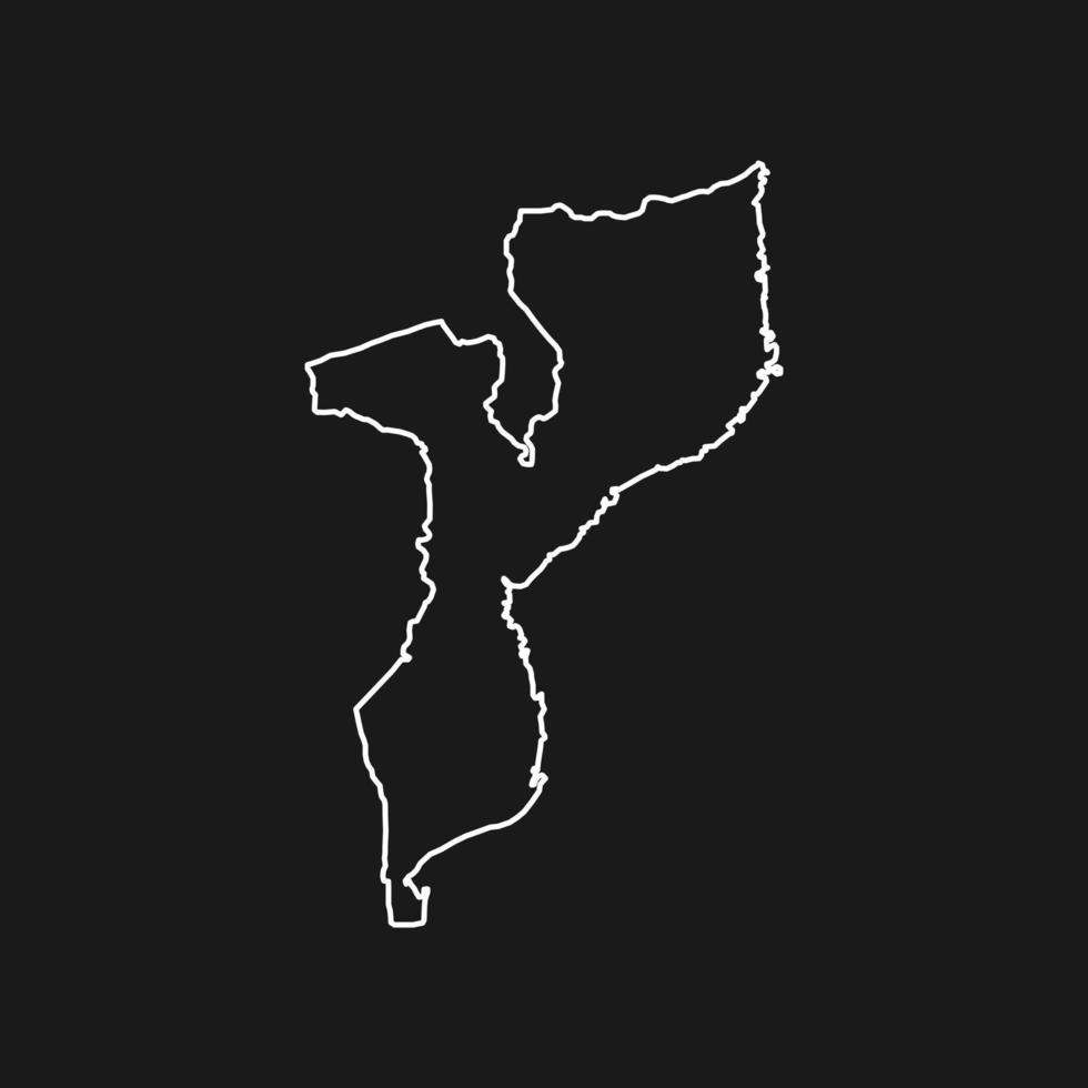 Carte du Mozambique sur fond noir vecteur