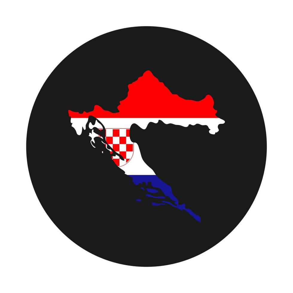 Croatie carte silhouette avec drapeau sur fond noir vecteur