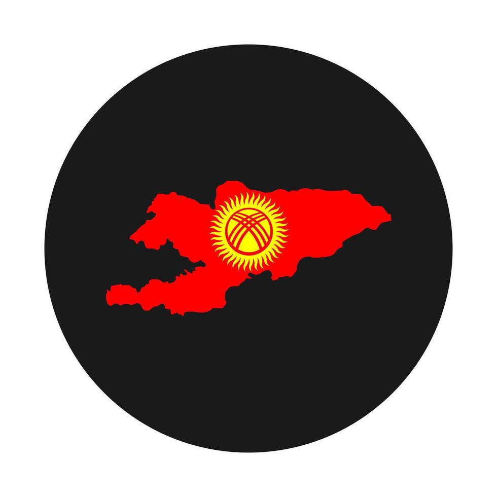 Kirghizistan carte silhouette avec drapeau sur fond noir vecteur