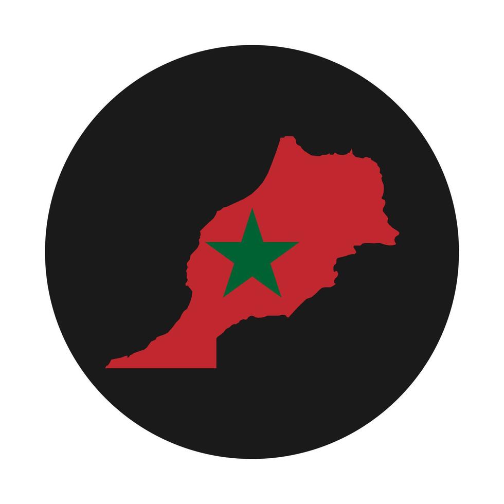 Maroc carte silhouette avec drapeau sur fond noir vecteur