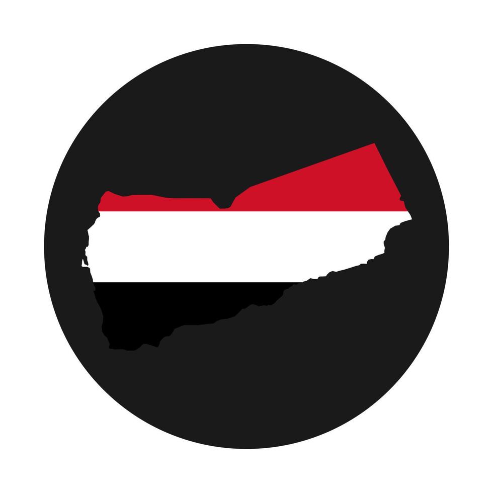 Carte du Yémen silhouette avec drapeau sur fond noir vecteur