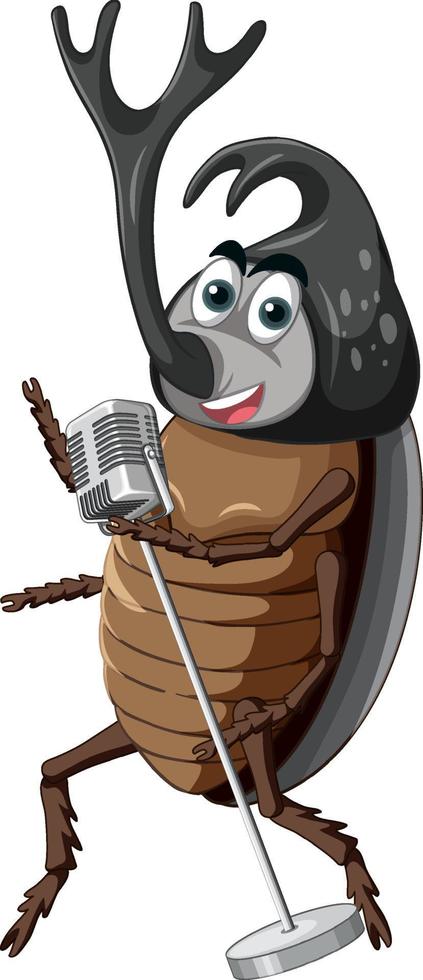 un personnage de dessin animé de chanteur de scarabée isolé vecteur