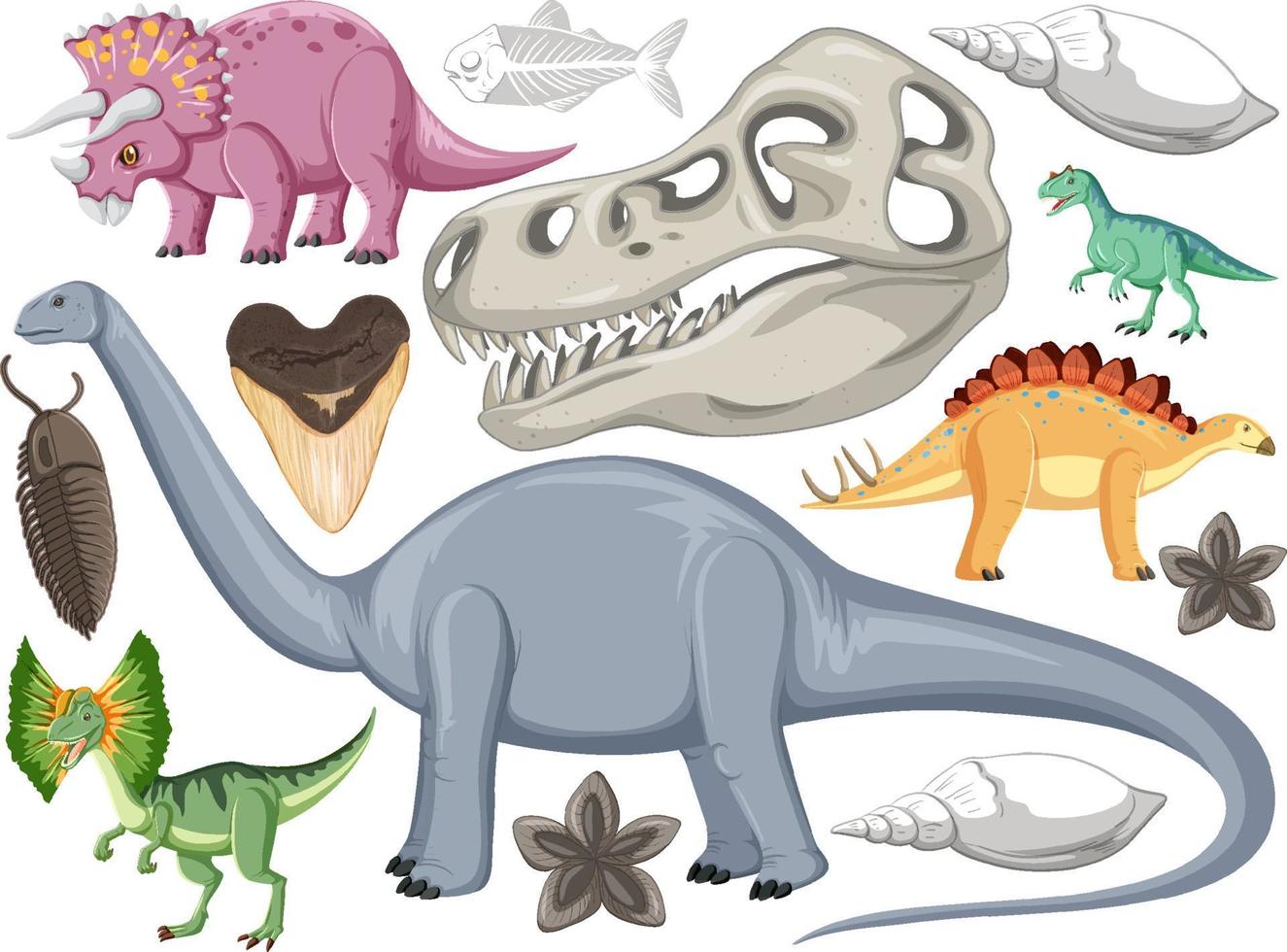 ensemble de différents animaux dinosaures préhistoriques vecteur
