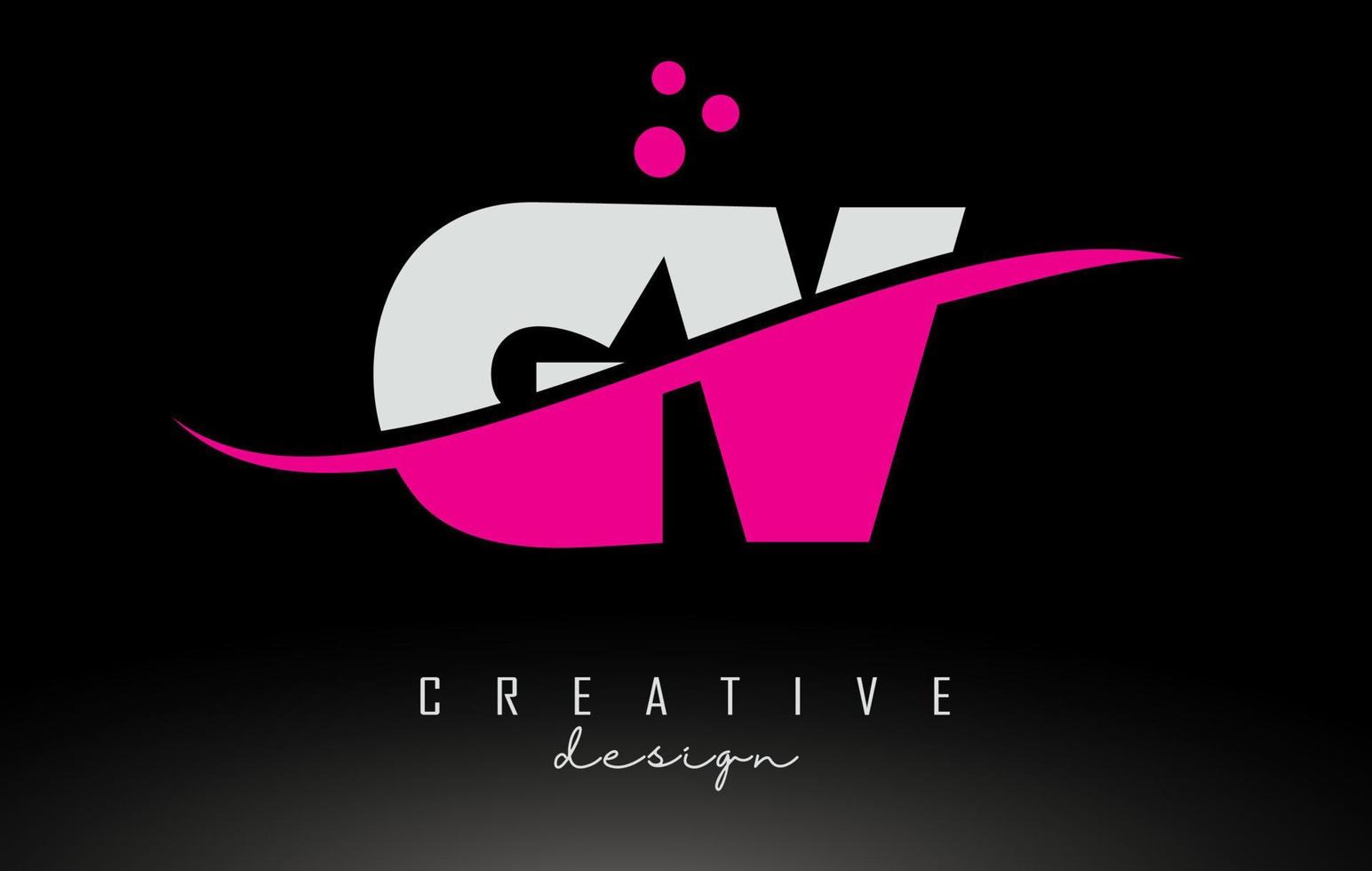 gv gv logo lettre blanche et rose avec swoosh et points. vecteur