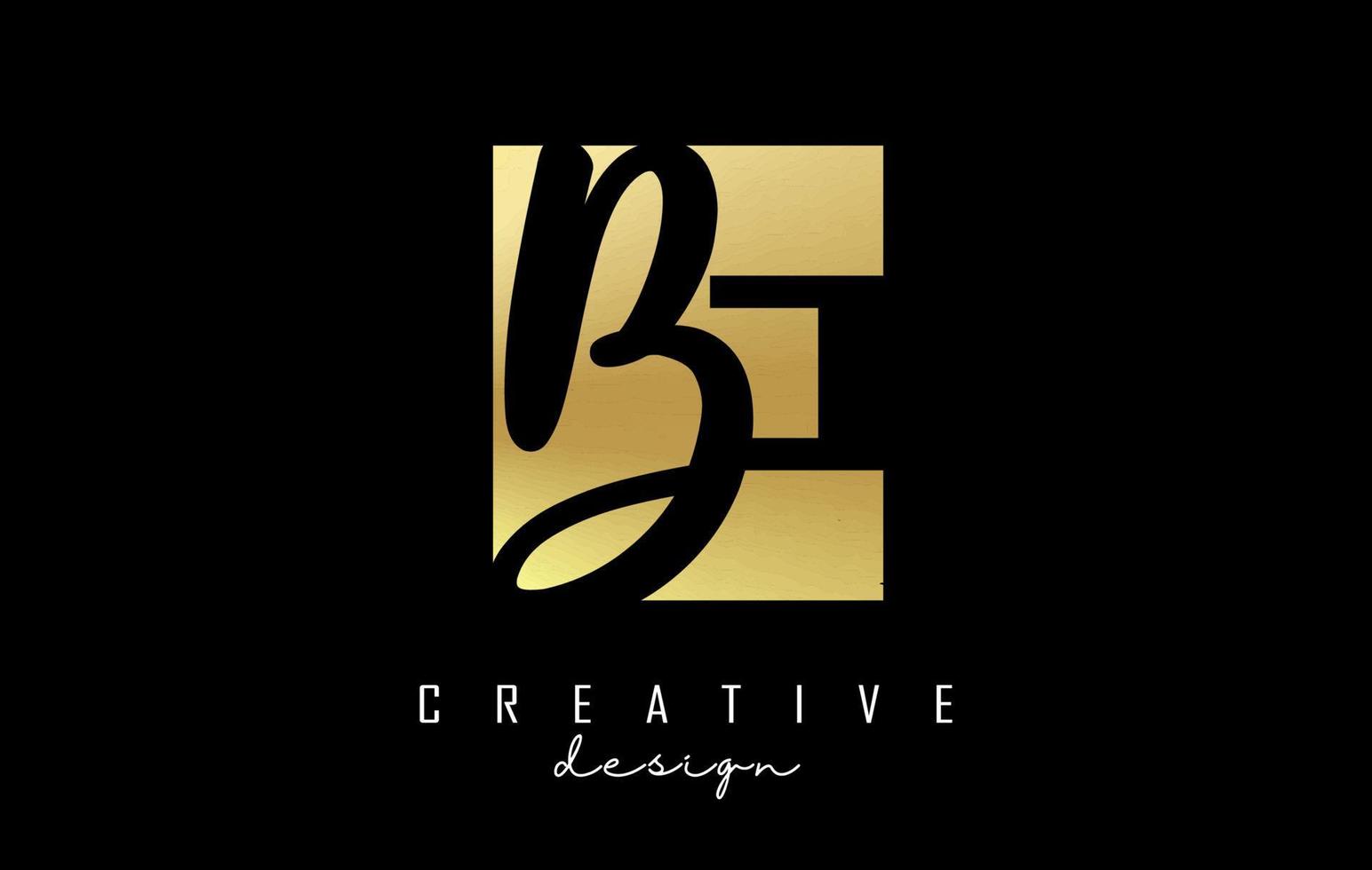 logo eb lettres dorées au design minimaliste. lettres e et b avec typographie géométrique et manuscrite. vecteur