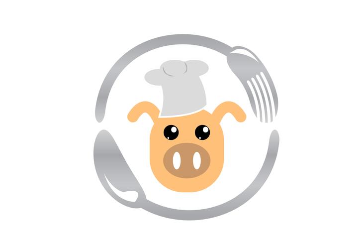 Cochon avec le vecteur de chapeau de chef