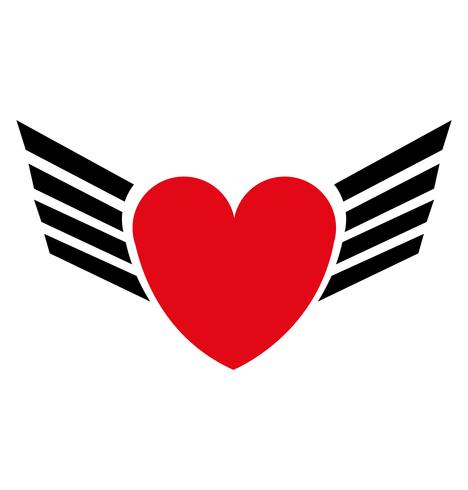 Coeur rouge avec des ailes vecteur
