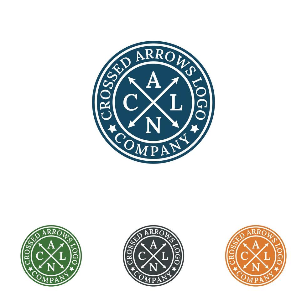 flèches croisées insigne vintage étiquette timbre logo design vecteur