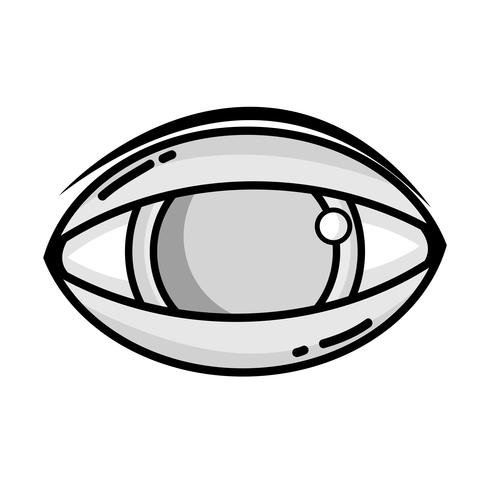 oeil humain en niveaux de gris à l&#39;icône de vision optique vecteur