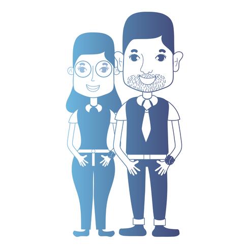 ligne avatar couple avec coiffure et vêtements vecteur