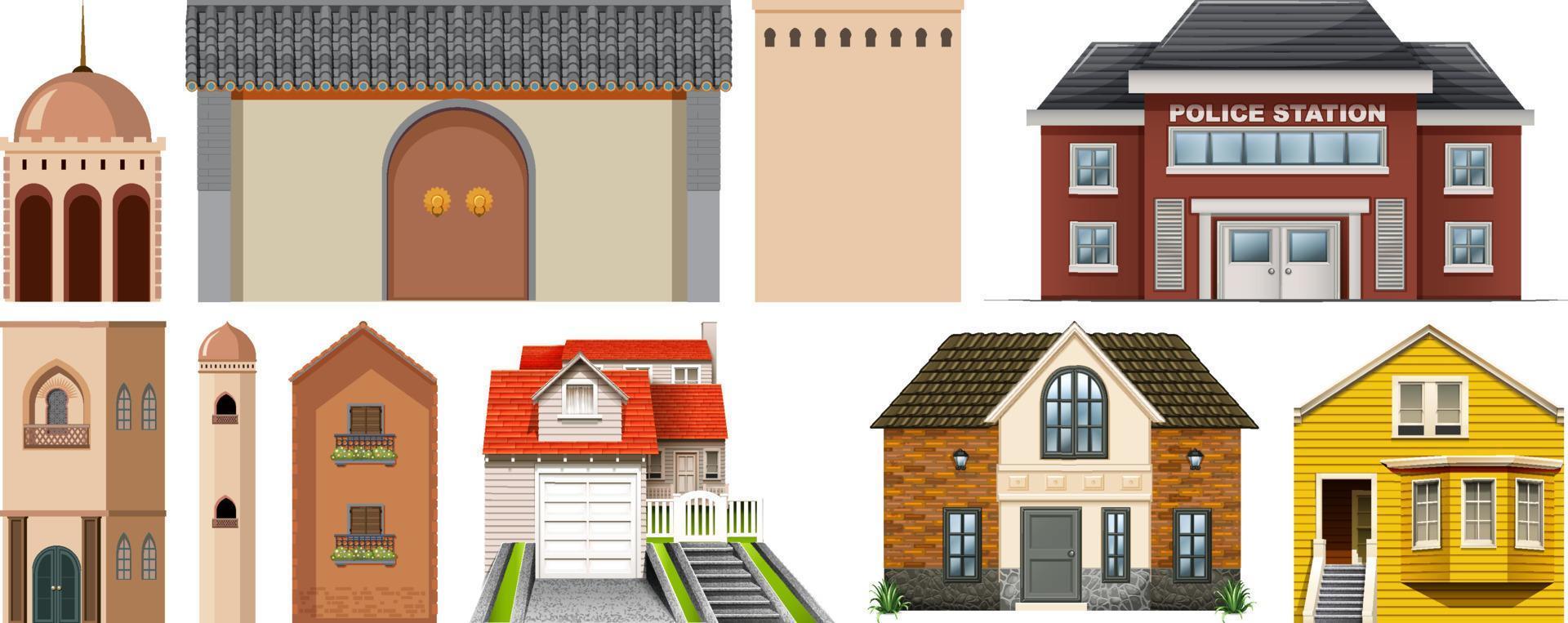 différentes conceptions de bâtiments à travers le monde vecteur