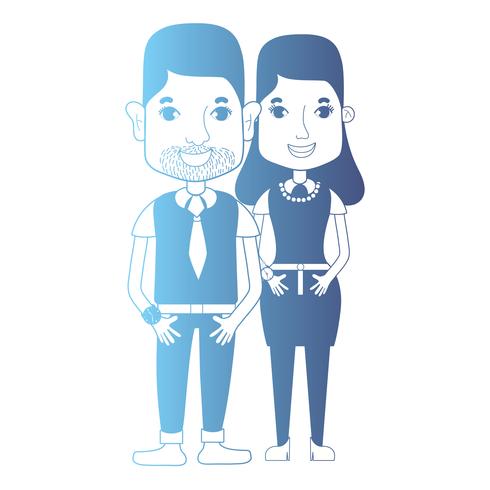 ligne avatar couple avec coiffure et vêtements vecteur