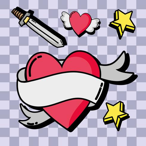 patchs design avec symbole de la Saint-Valentin de l&#39;amour vecteur