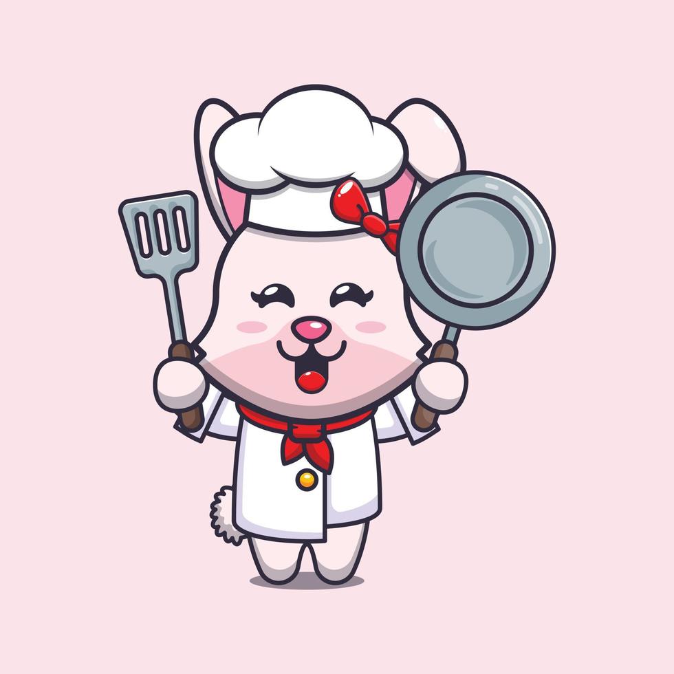 personnage de dessin animé mignon lapin chef mascotte vecteur