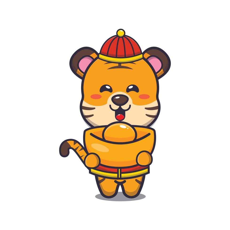 tigre mignon dans le nouvel an chinois. illustration d'animal de dessin animé mignon. vecteur