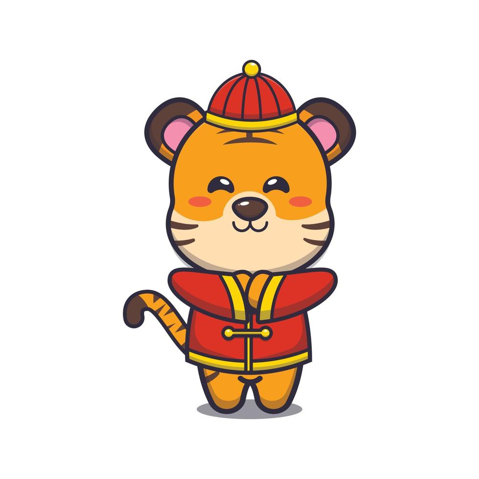 tigre mignon dans le nouvel an chinois. illustration d'animal de dessin animé mignon. vecteur