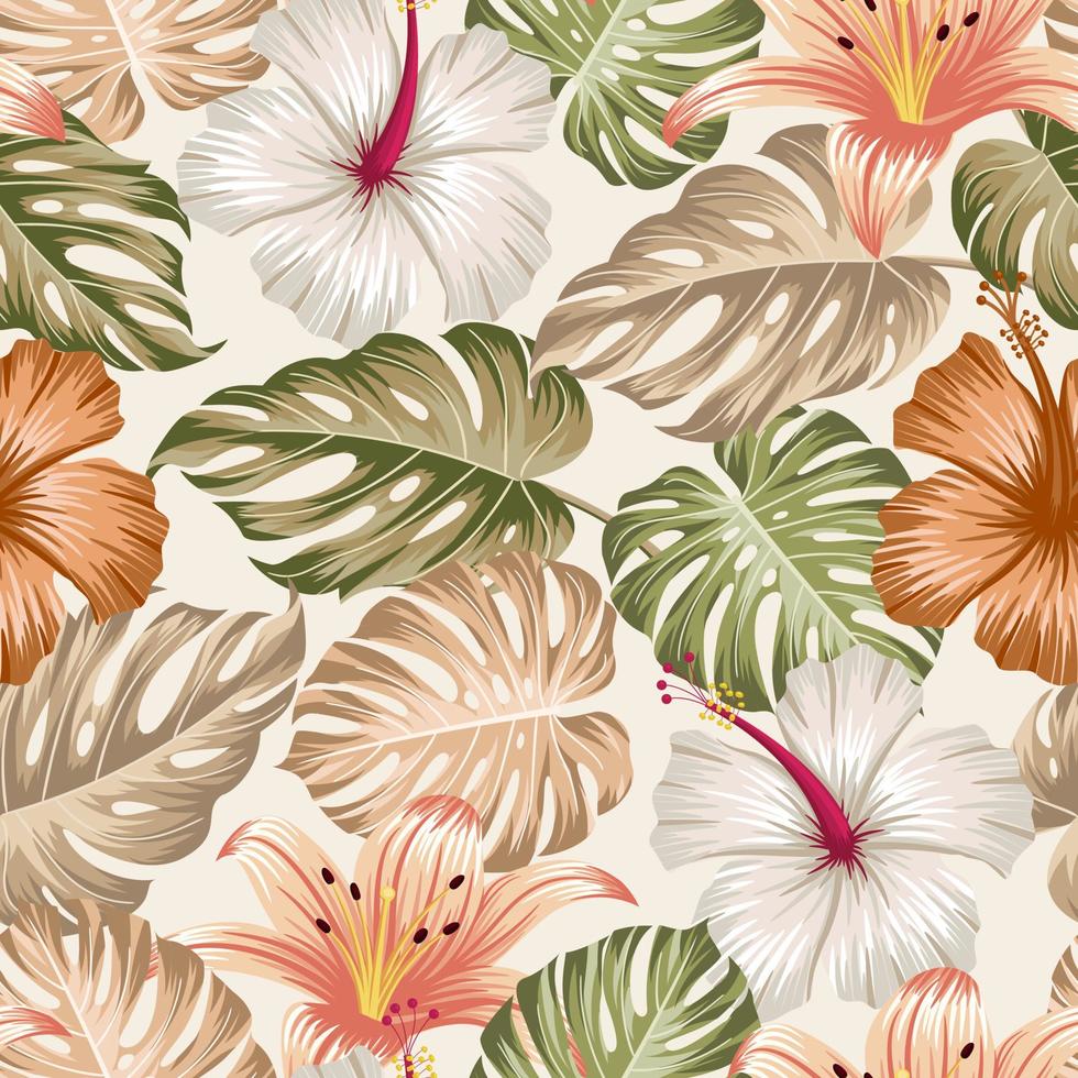 motif floral sans couture avec des feuilles. fond tropical vecteur