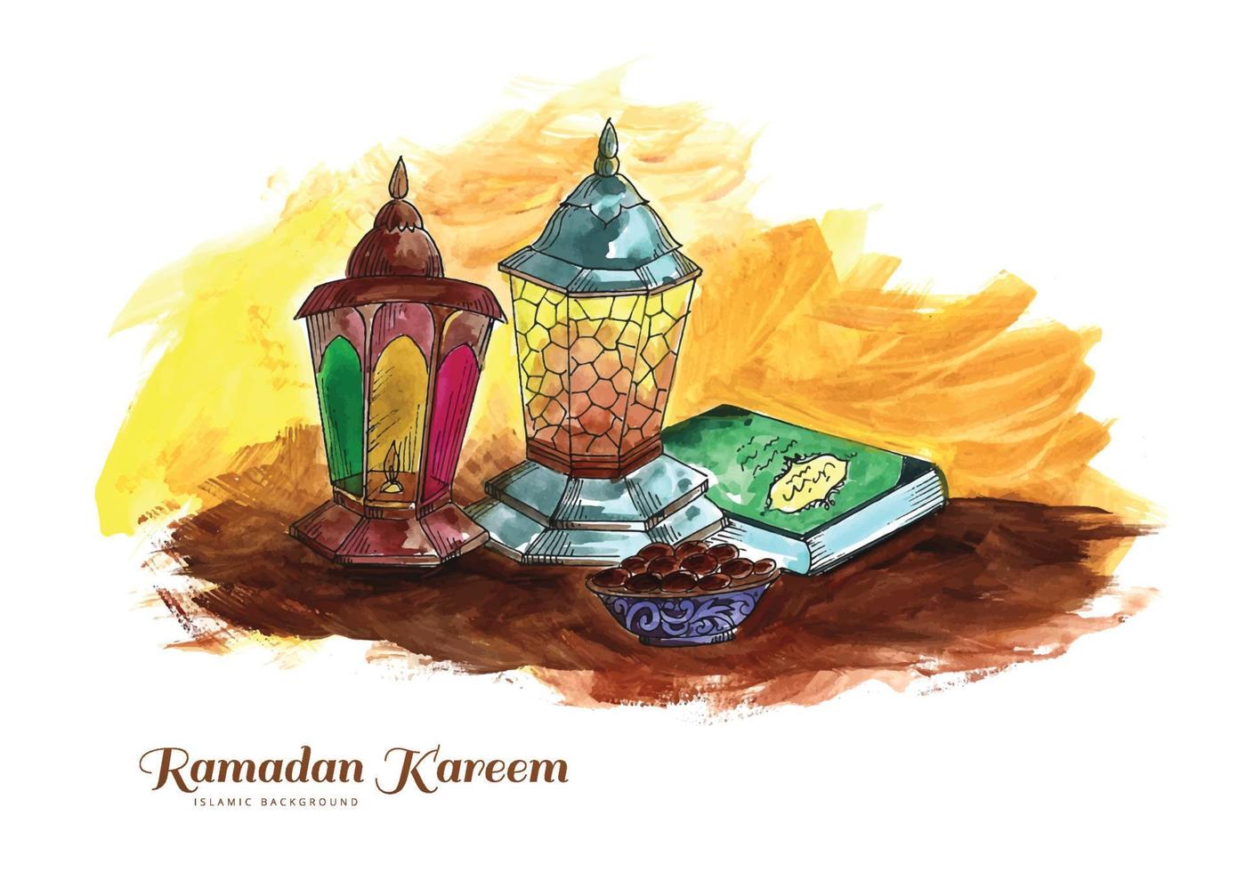 conception de cartes de voeux pour le festival saint islamique ramadan kareem vecteur