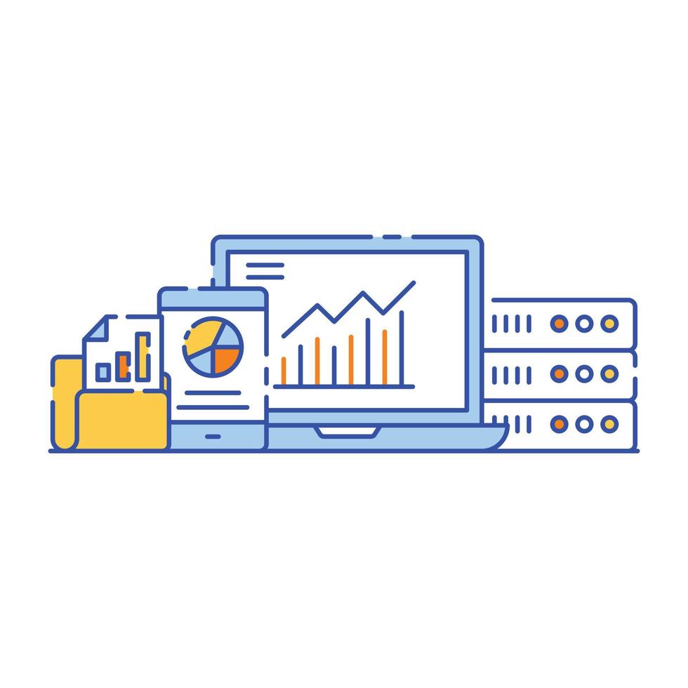 graphiques avec loupe indiquant la conception d'illustration plate de l'analyse de contenu vecteur