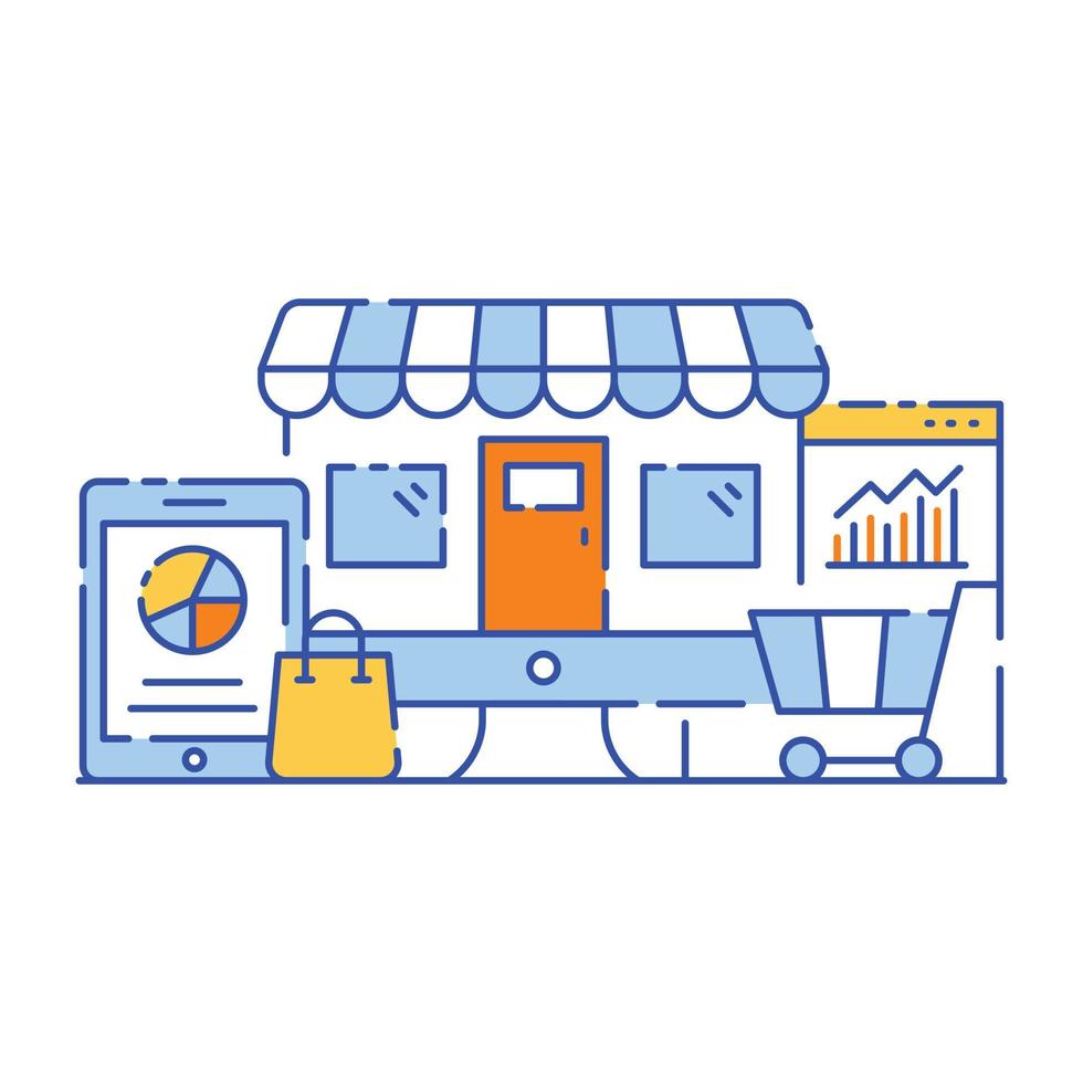 conception d'illustration plate d'analyse de magasin en ligne, vecteur modifiable